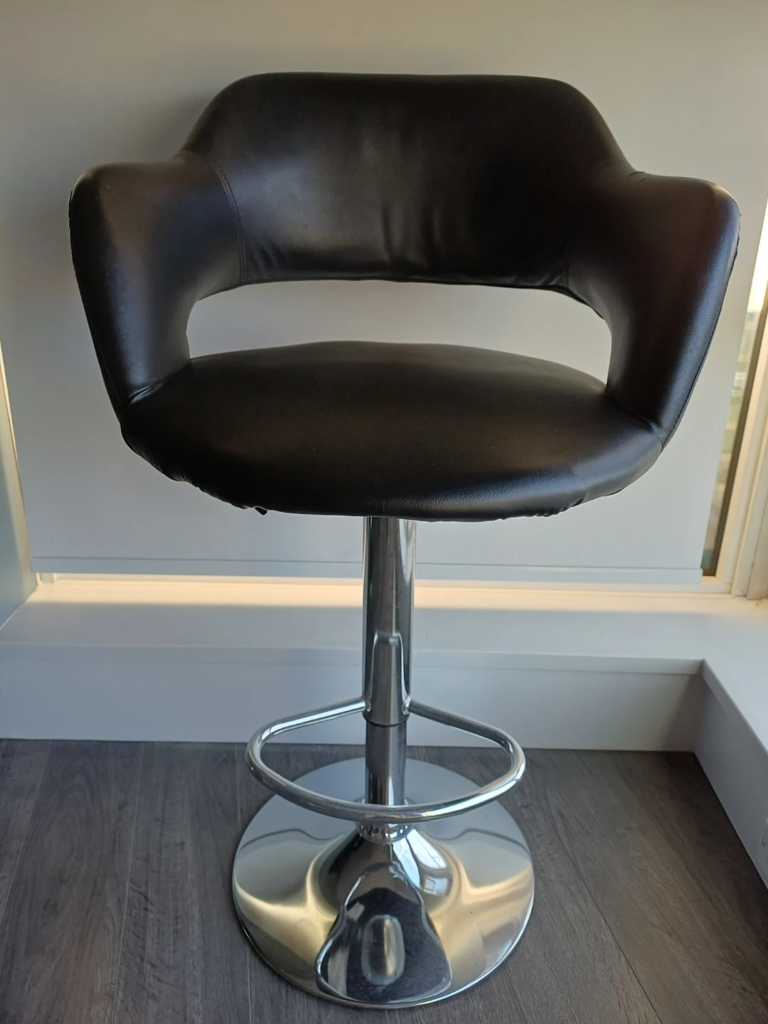 Black Faux Leather Bar Stool
