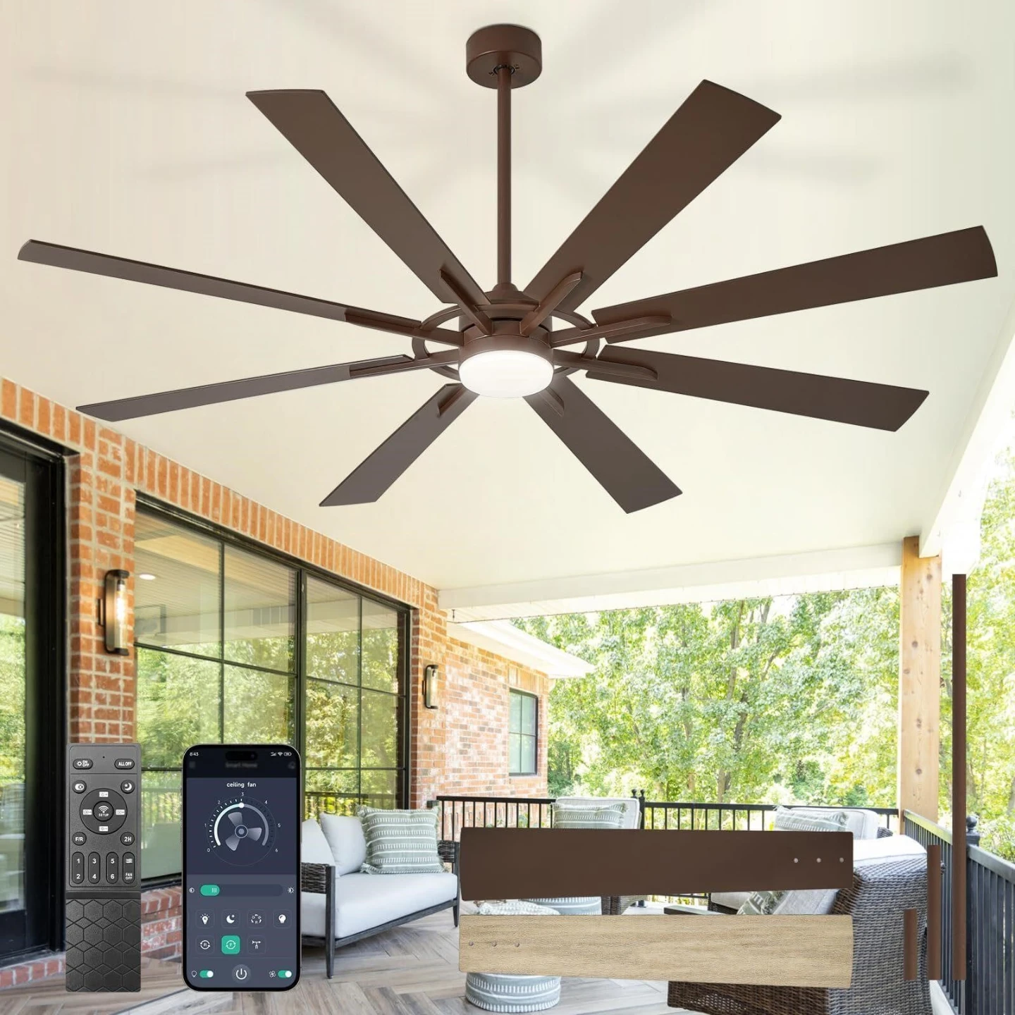 72" Ceiling Fan with Light and Remote. New in sealed box