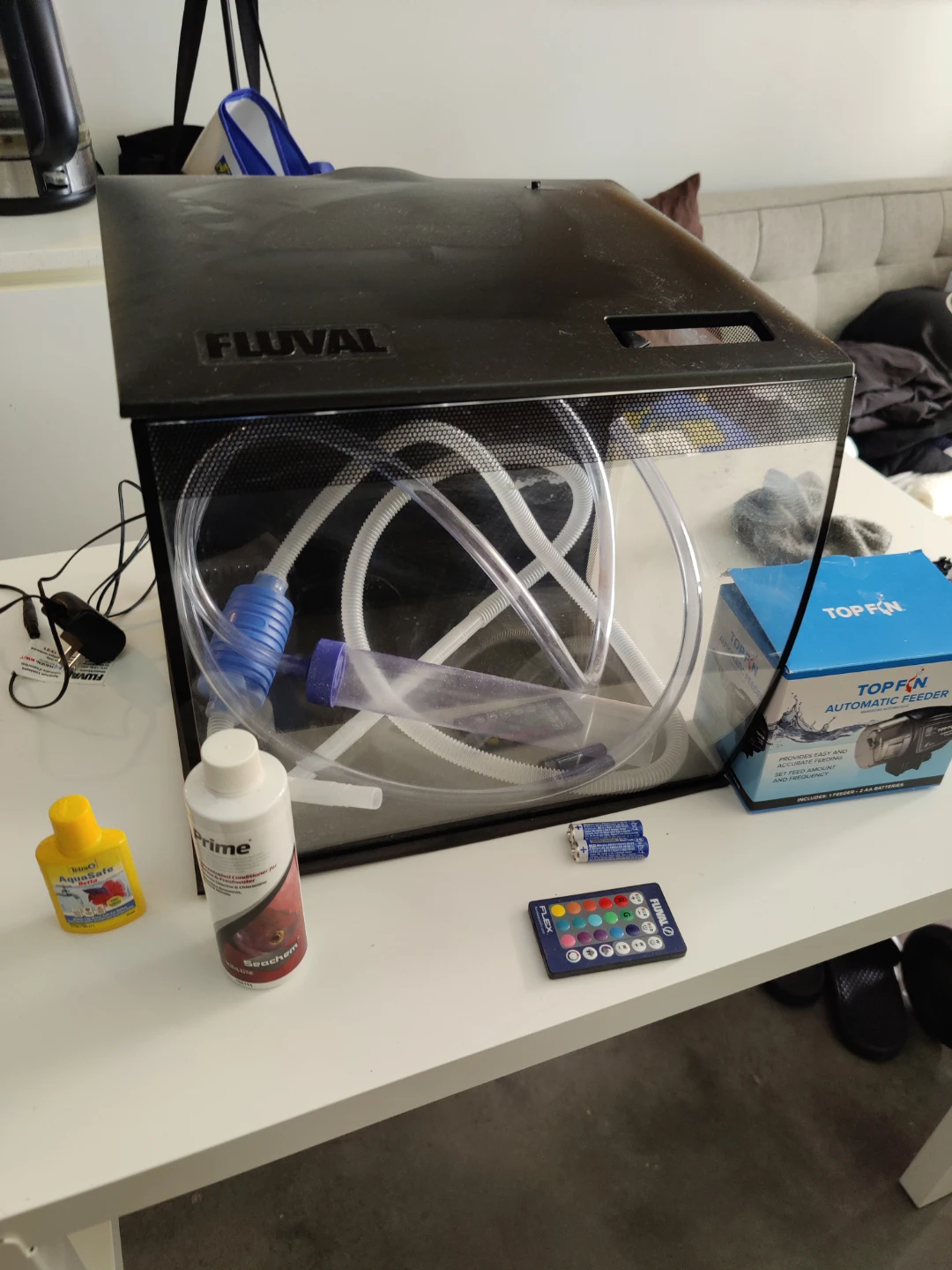 Fluval Aquarium Kit with Automatic Fish Feeder and Accessories