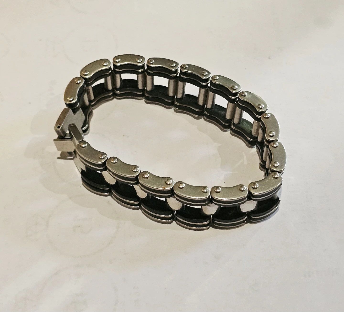Men's Stainless Steel Motorcycle Link Chain Bracelet - photo 3