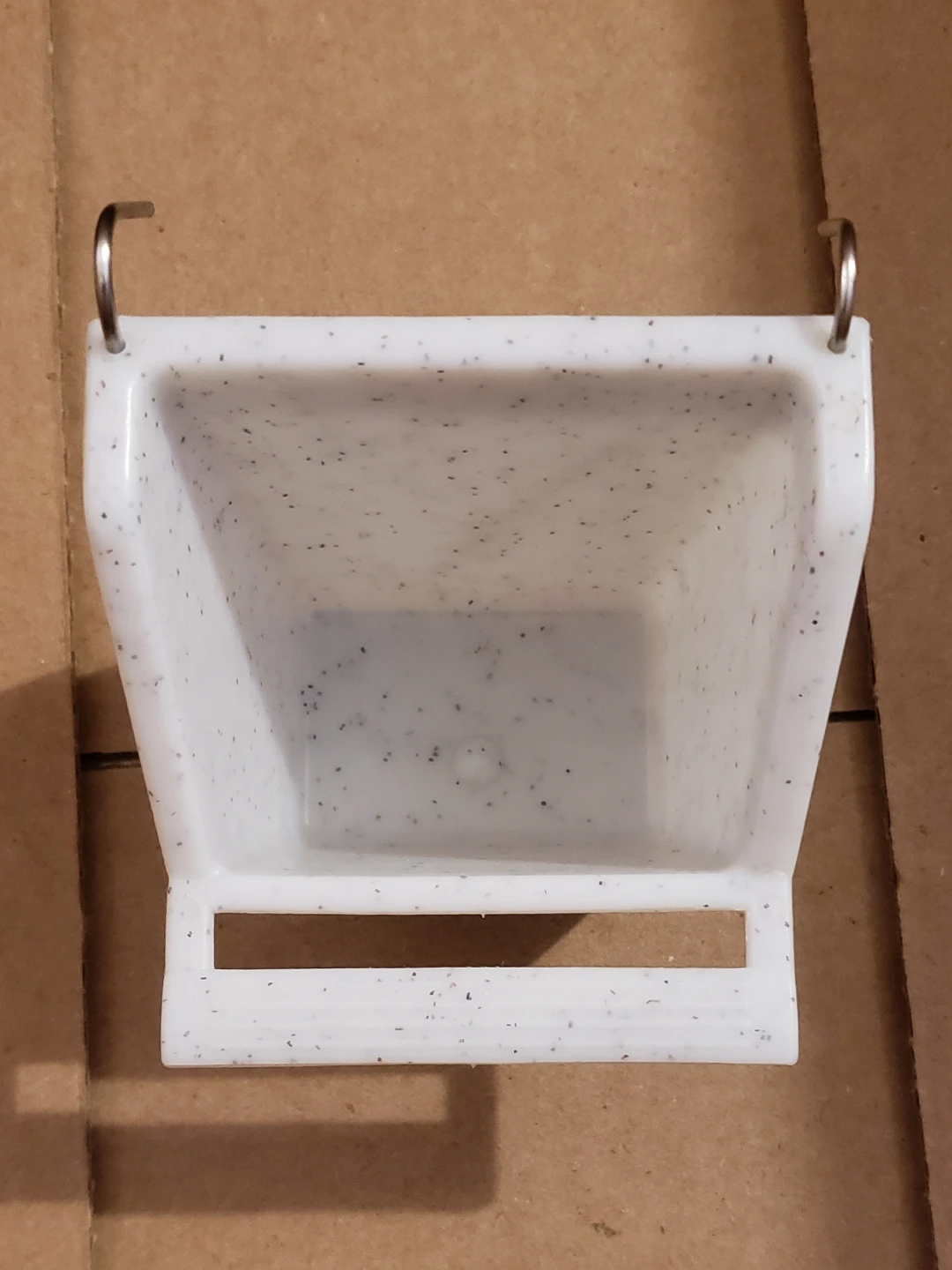 White Speckled Bird Feeder/Water Dish