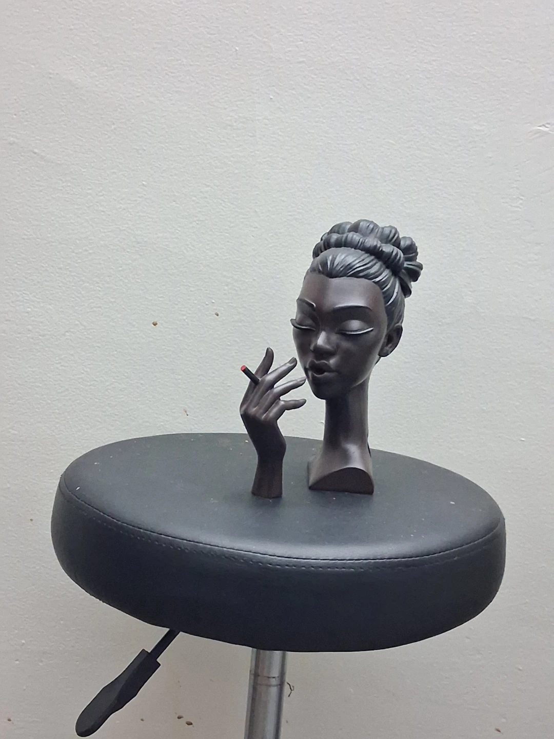 Decorative Head Sculpture with Cigarette