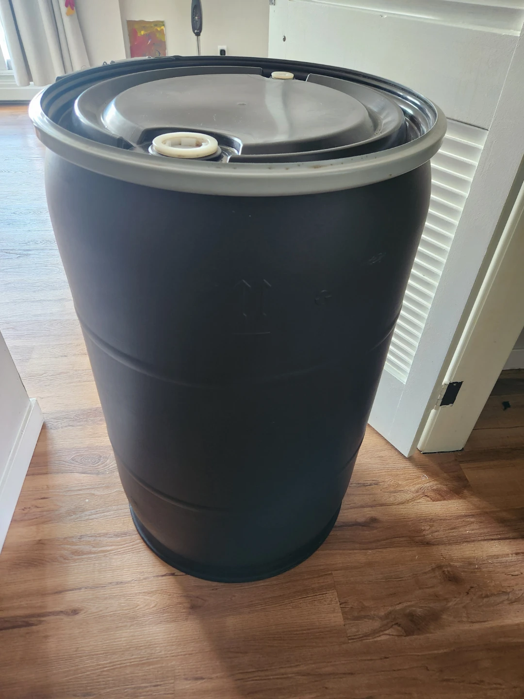 Large Black Plastic Drum Barrel