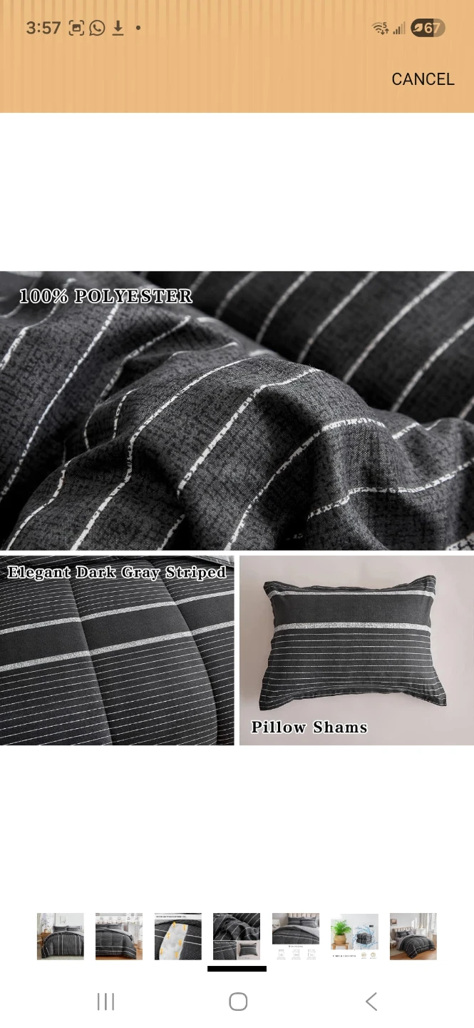 Dark Gray Striped Comforter Set - Queen set - photo 4