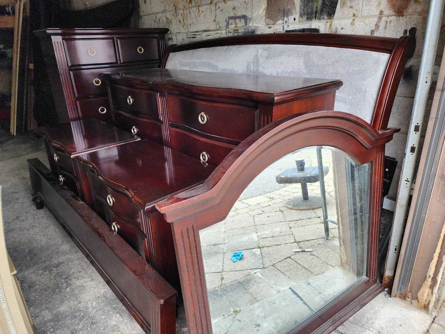 Cherry Wood Bedroom Set -  king Bed, Dressers, Mirror - photo 2