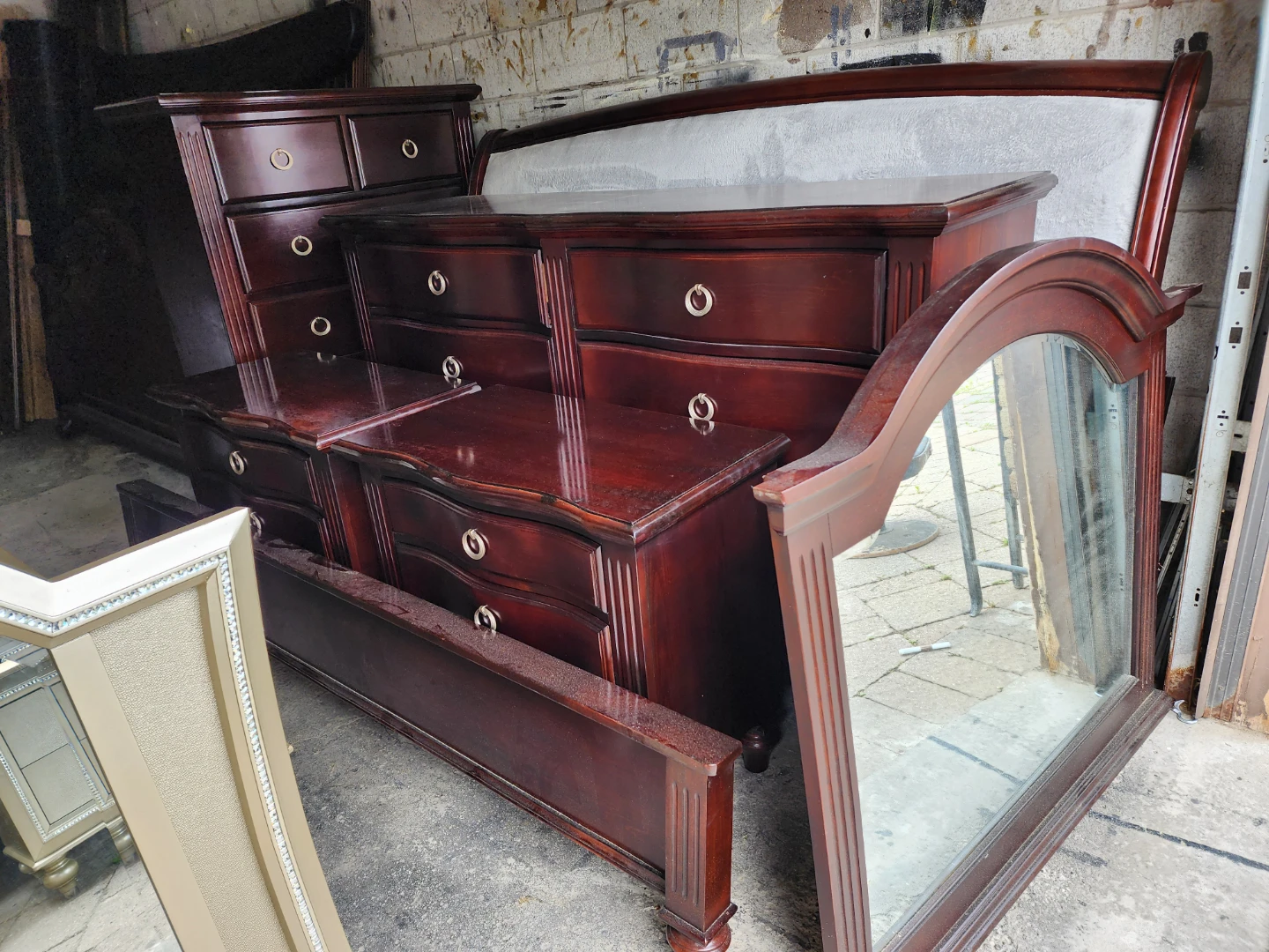 Cherry Wood Bedroom Set -  king Bed, Dressers, Mirror - photo 5