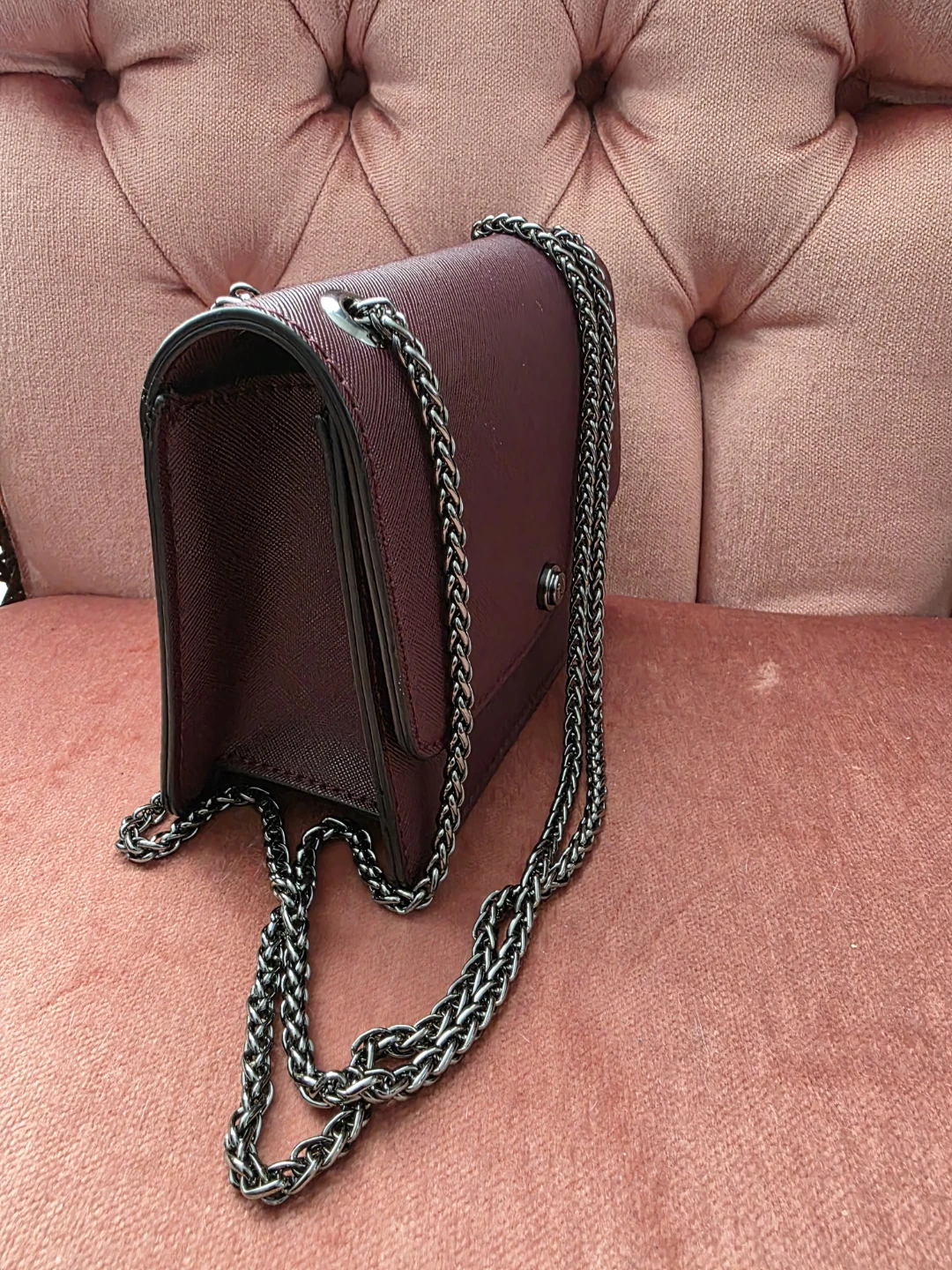 Burgundy Chain Shoulder Bag - photo 3