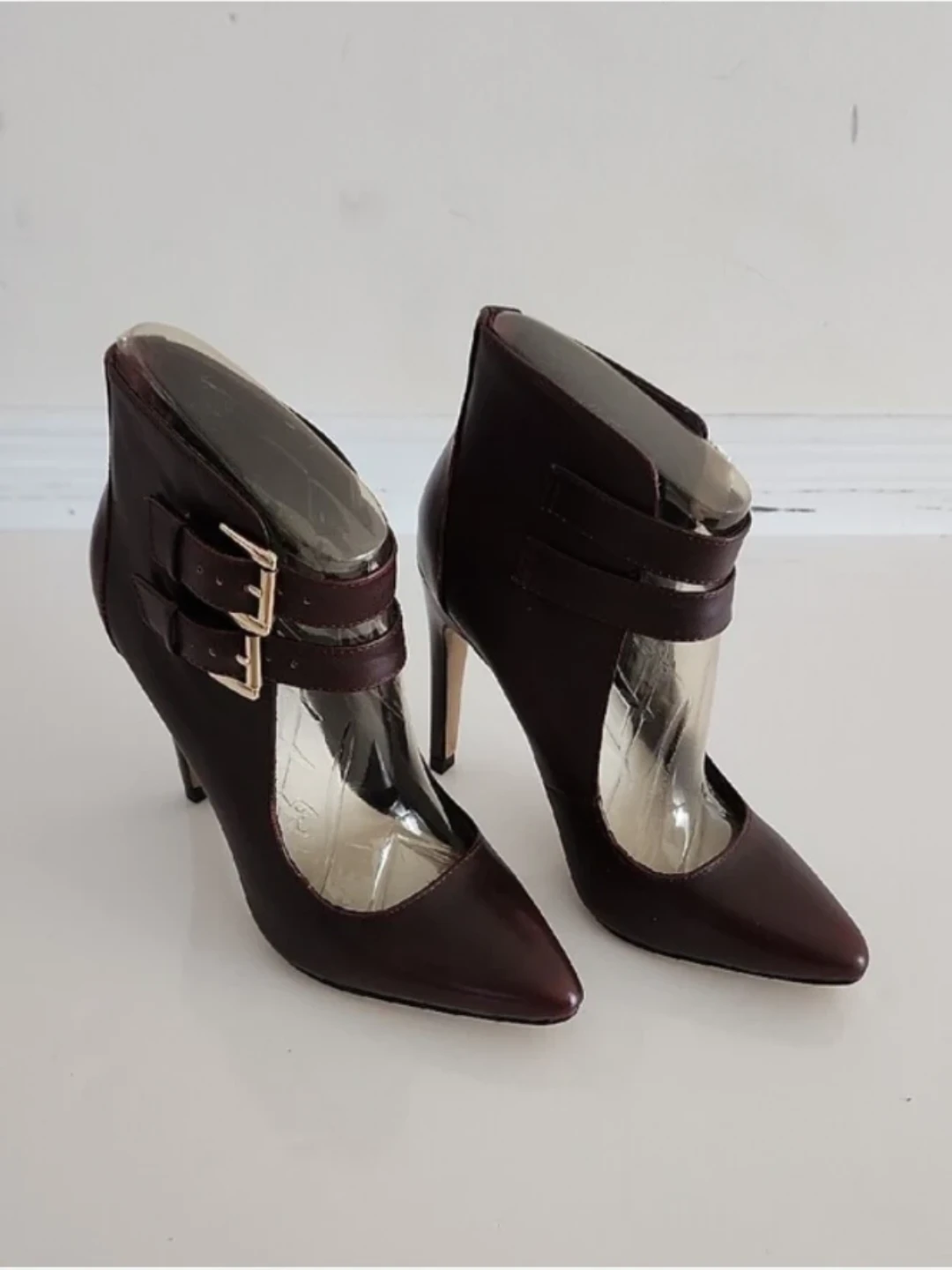 Aldo Double-Strap Pointed Toe Heels in Burgundy - photo 3