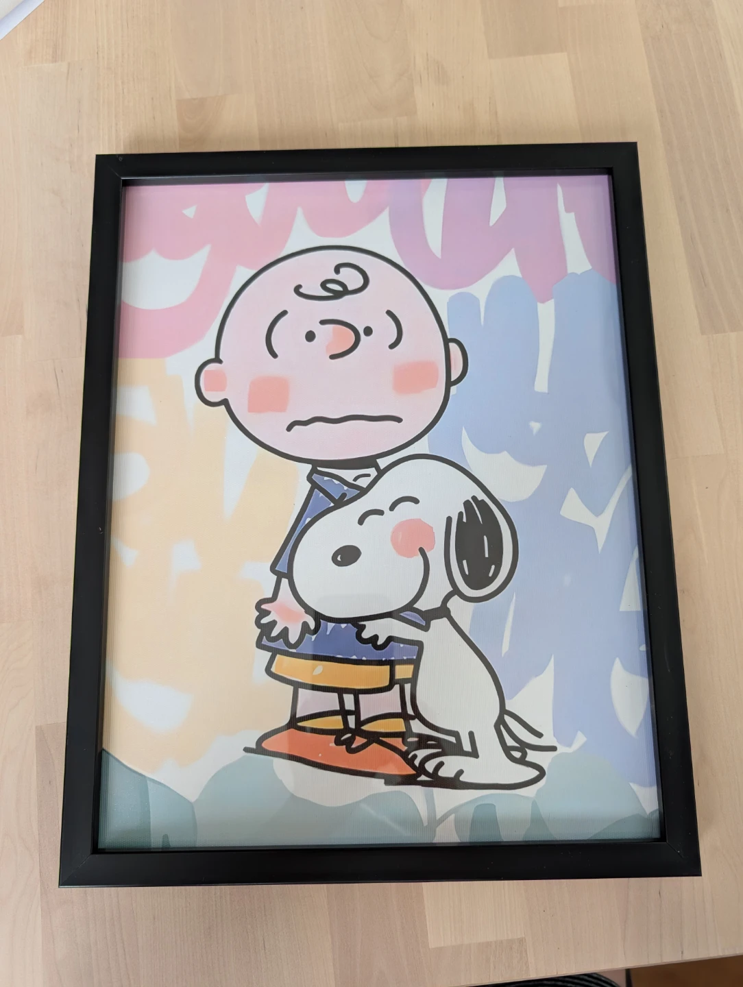 Framed Peanuts Art - Charlie Brown and Snoopy 30x37cm
