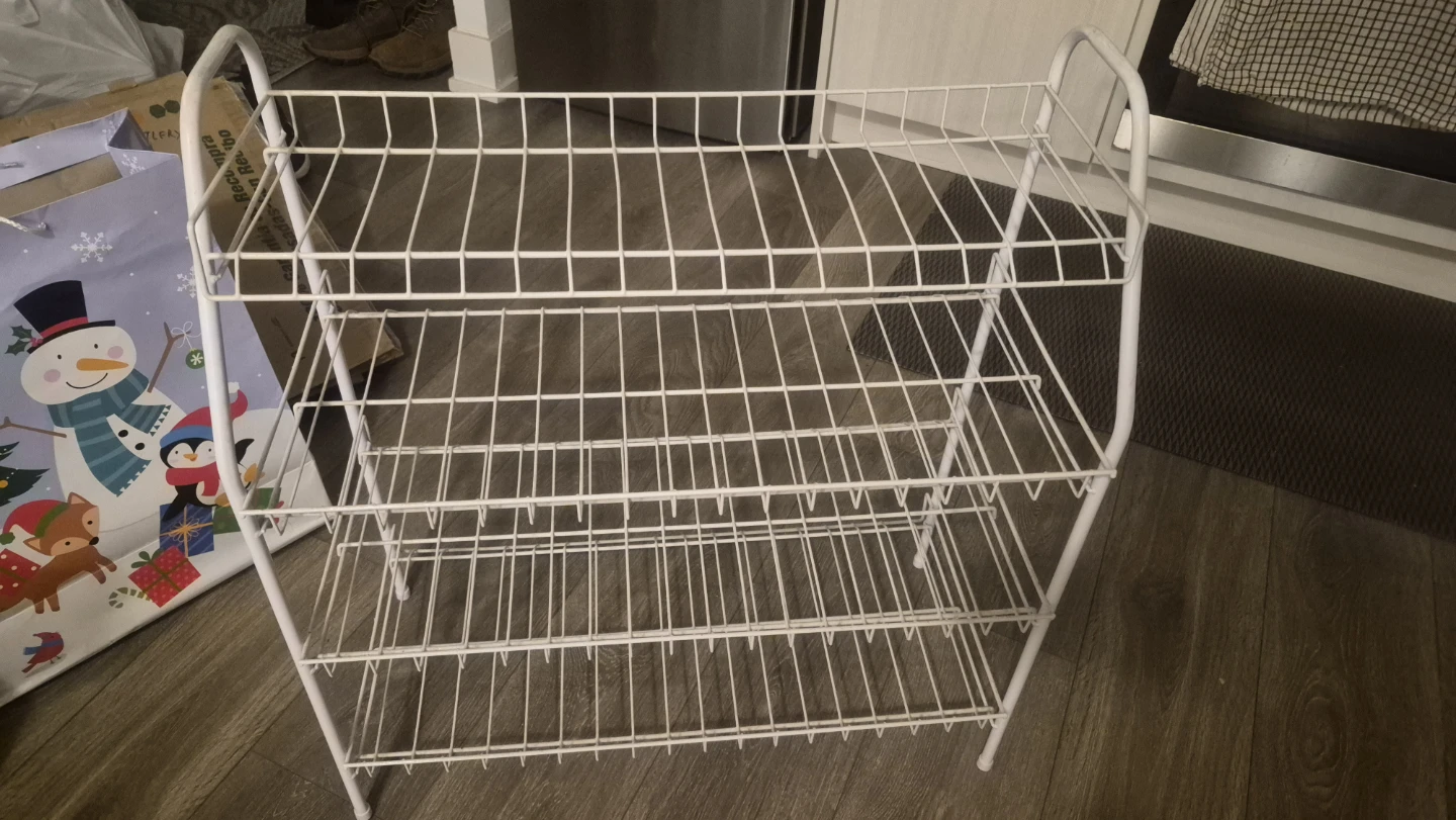 White 3-Tier Wire Shoe Rack
