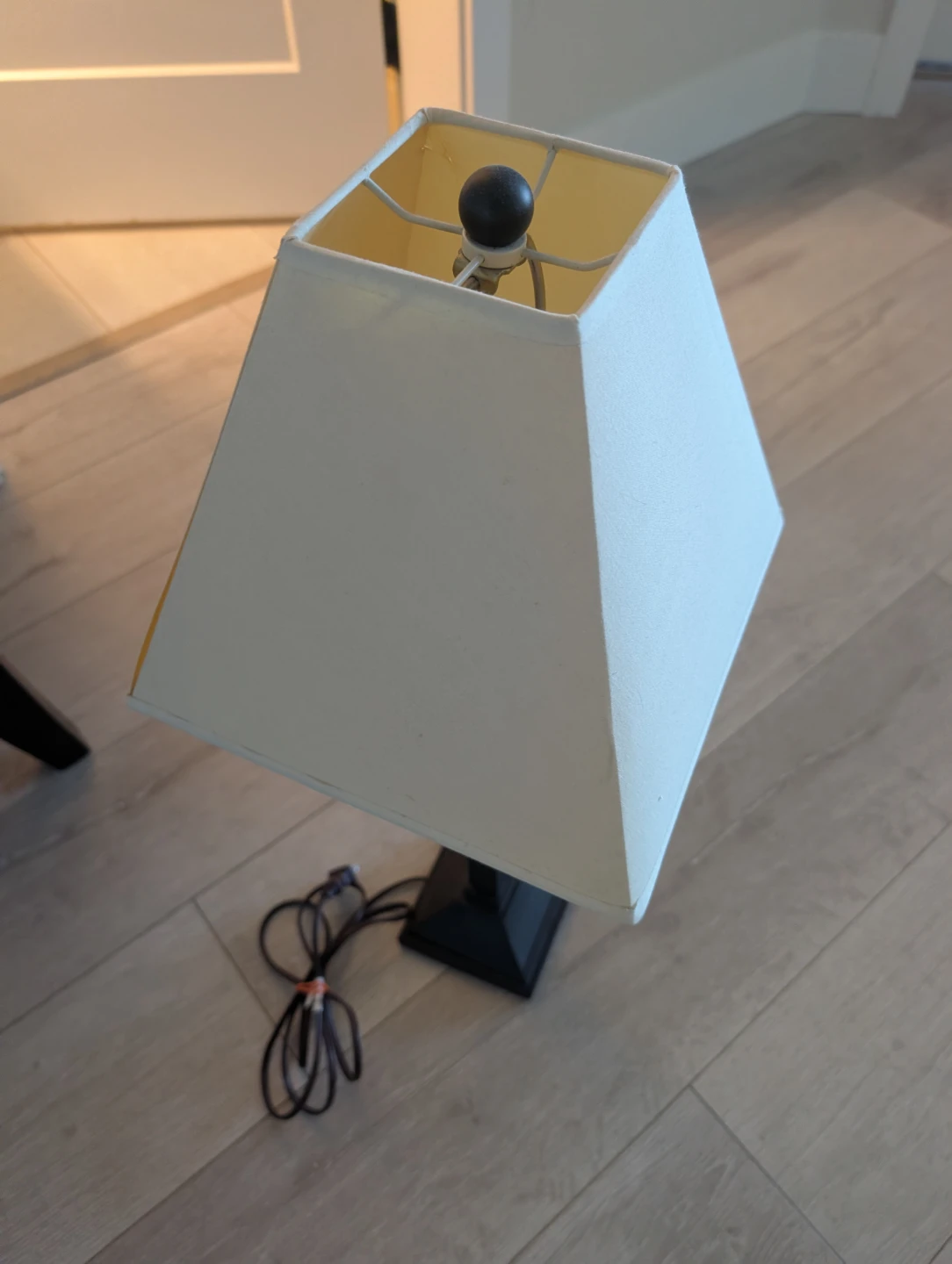 Black Table Lamp with Cream Shade