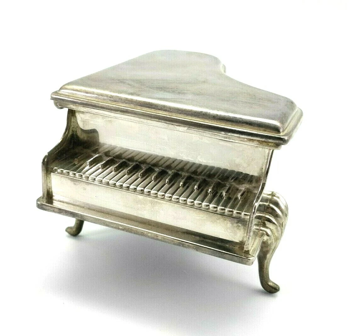 Silver Grand Piano Trinket Box