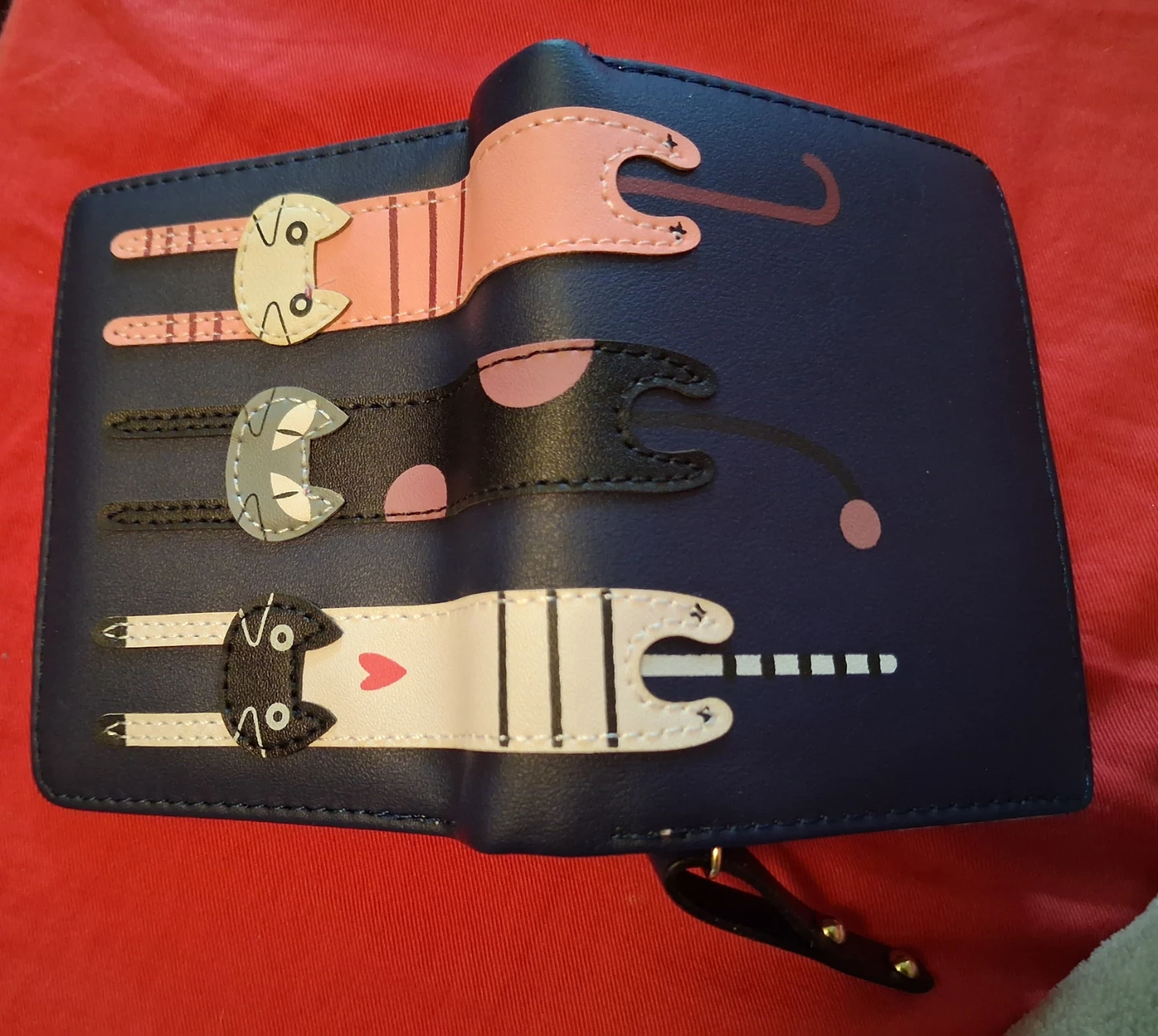 Navy Blue Wallet with Cat Design - photo 3