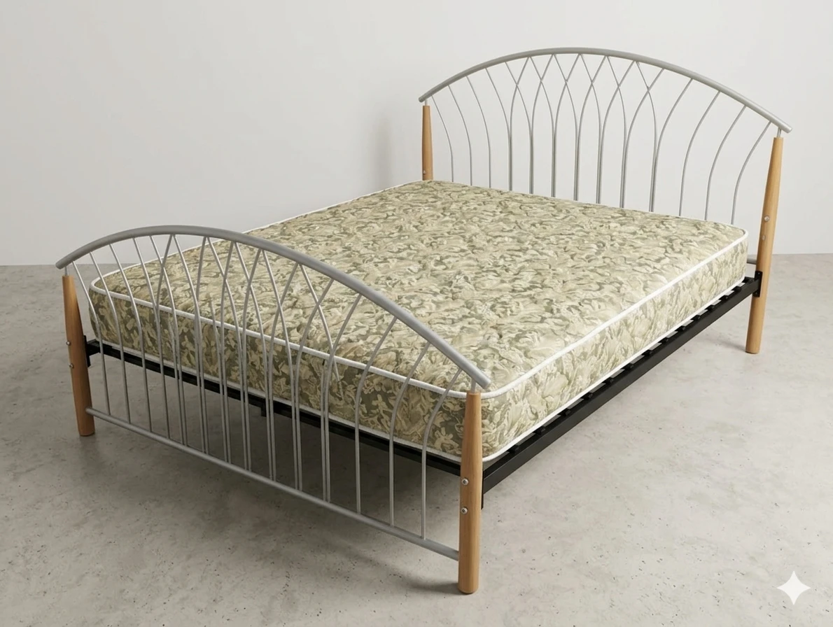metal frame bed with mattress