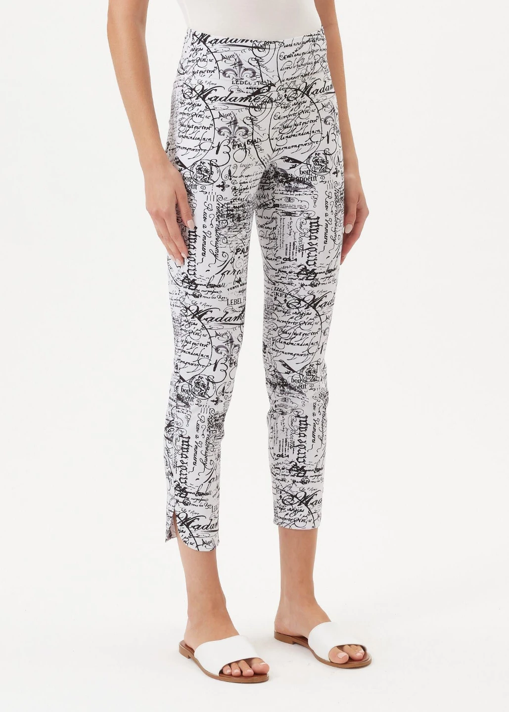 UP! Pants Size 14 White Black Script Print - photo 2