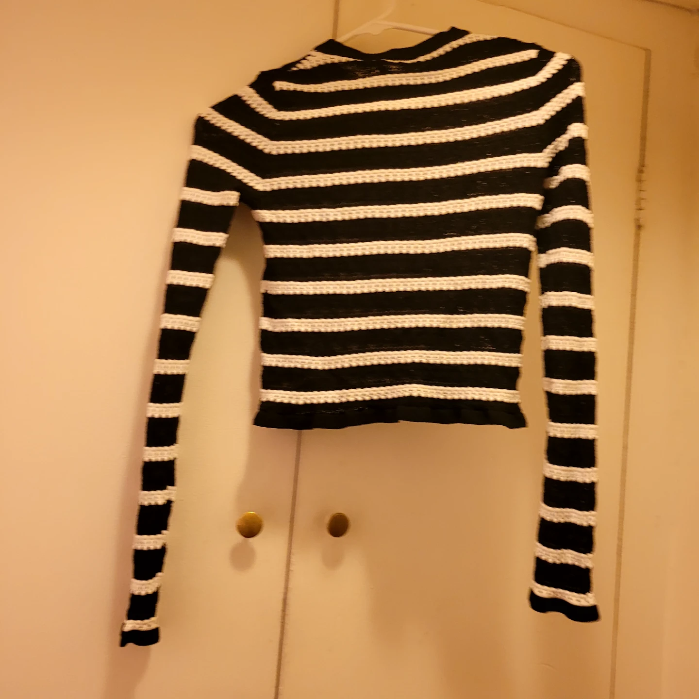 Black and White Striped Long Sleeve Top - photo 2