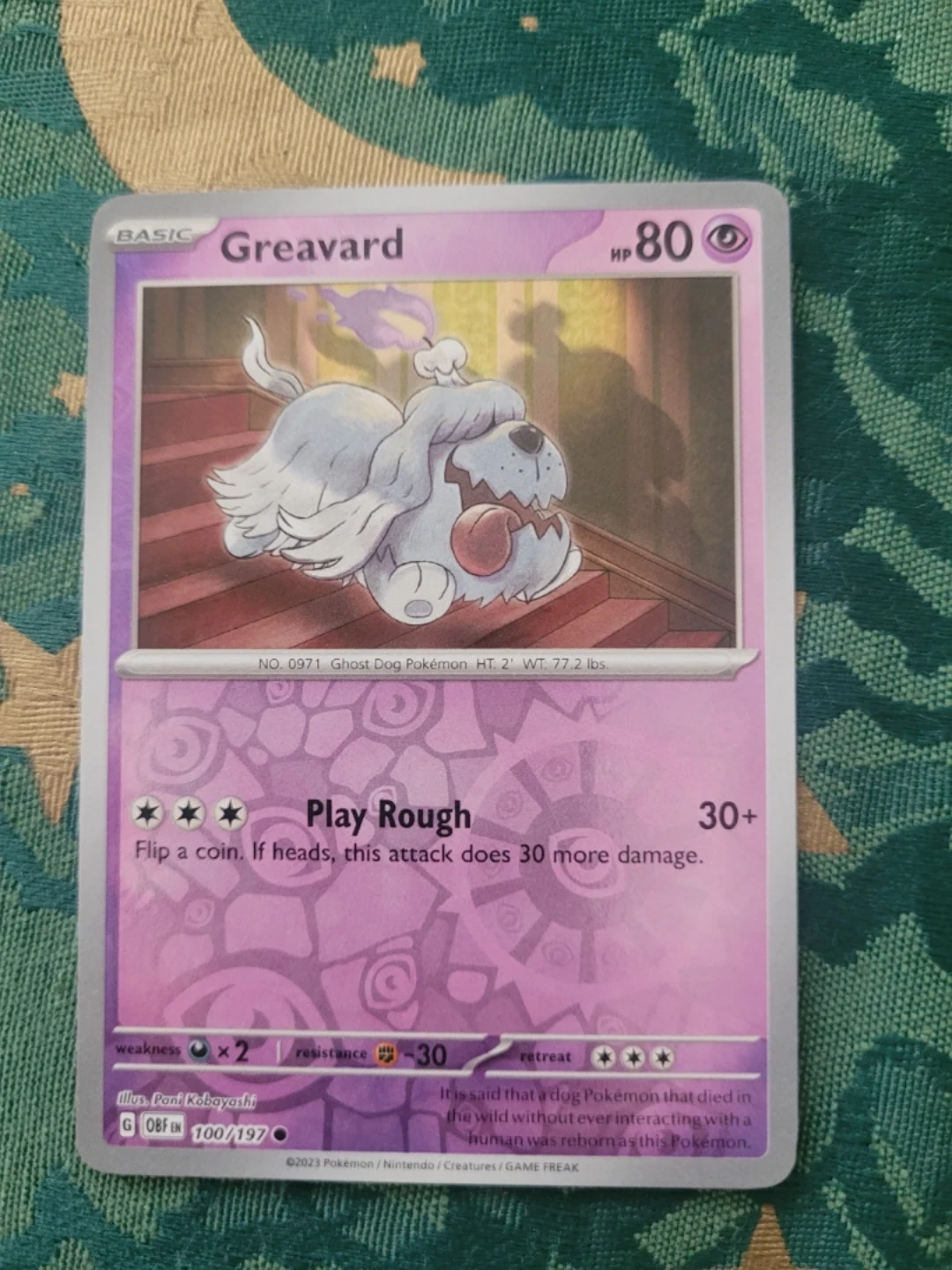Pokemon Greavard  Reverse Holo Card ⚽