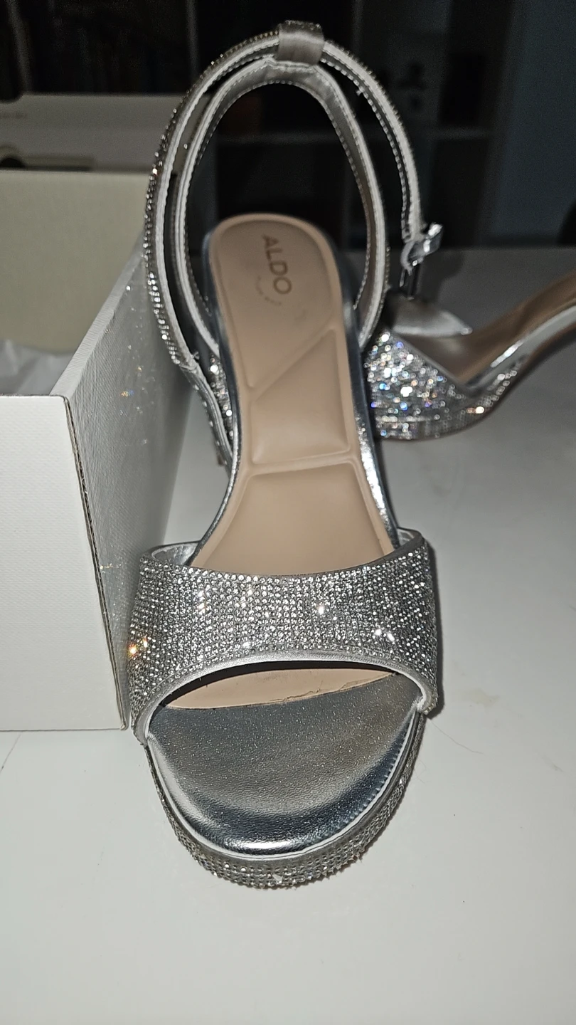 ALDO Women's Silver Sparkle Platform Heels