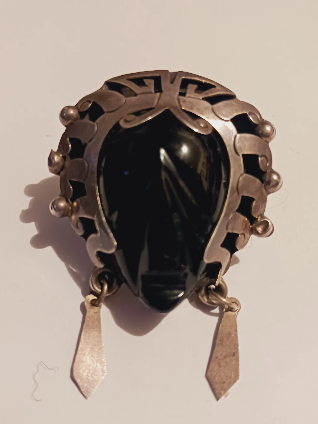 TAXCO MEXICO 925 SIGNED STERLING SILVER 925 TRIBAL MASK BROOCH - photo 3
