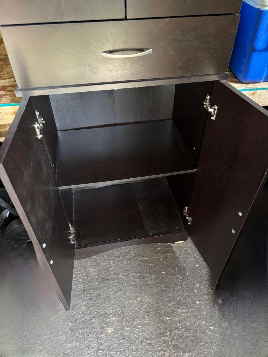 Dark Brown Storage Cabinet with Drawer and Doors - photo 3