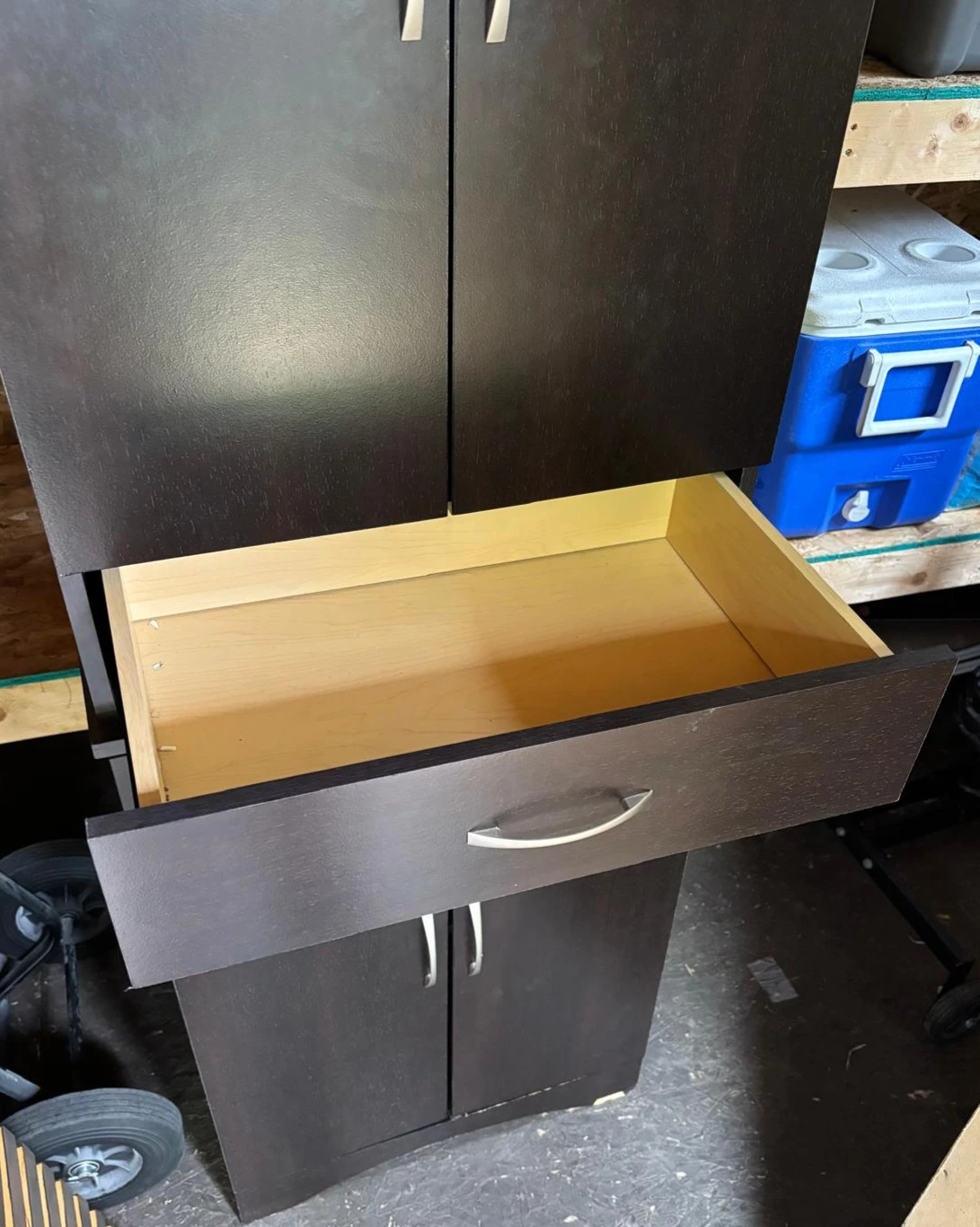 Dark Brown Storage Cabinet with Drawer and Doors - photo 4