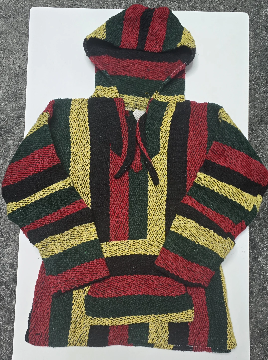 Striped Rasta Baja Hoodie For Men & Women, Vintage style Hoodie