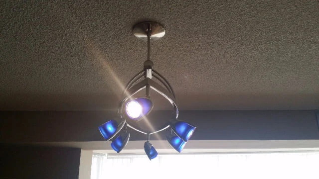 Satin Nickel Track Lighting Fixture with Blue Glass Accents - photo 5