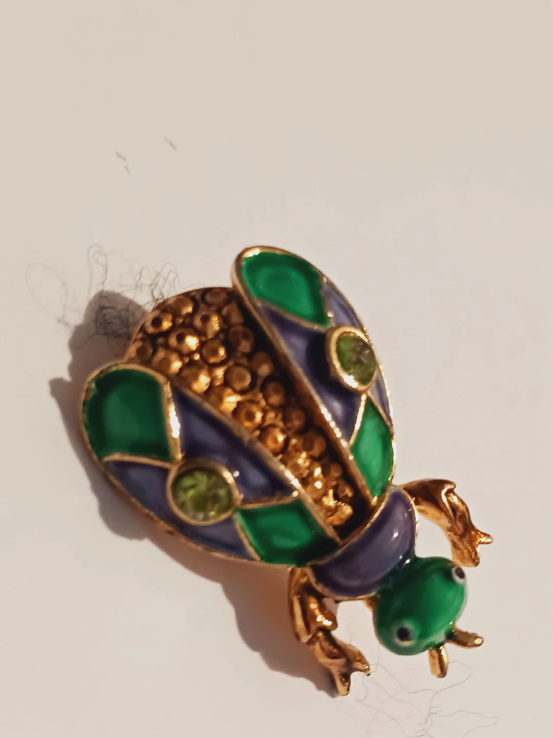 Stunning Bug Brooch with Green and Purple Enamel - photo 4