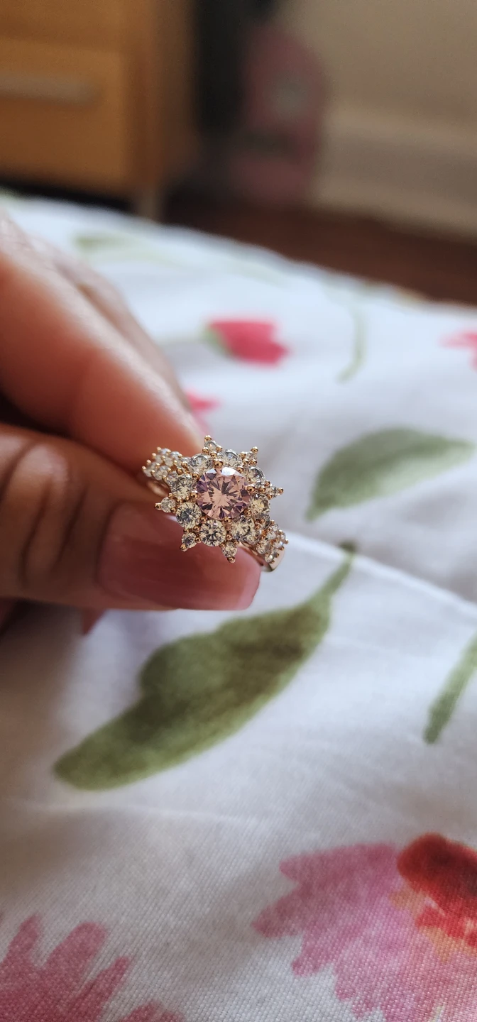 Baby pink & white flower gold platted Ring
