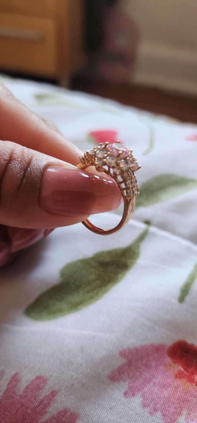 Baby pink & white flower gold platted Ring - photo 4