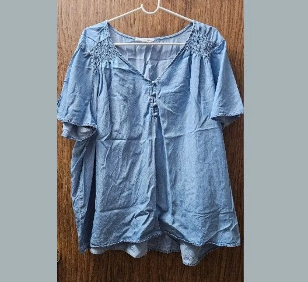Blue Chambray Tunic Top