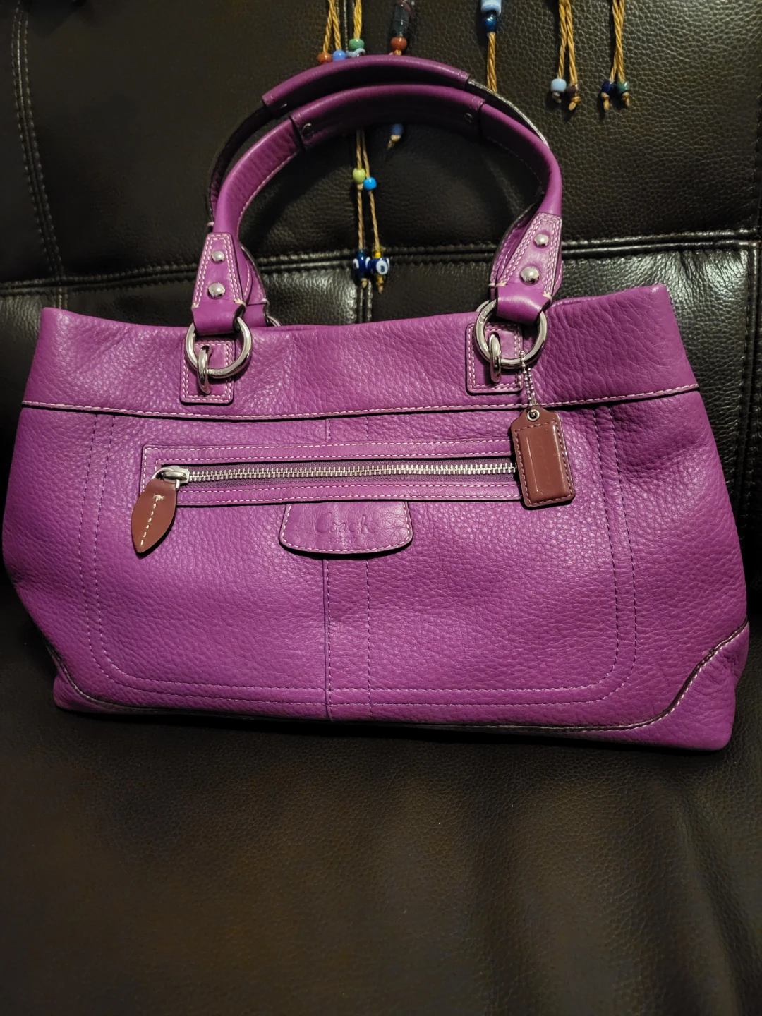 Coach Purple Leather Handbag