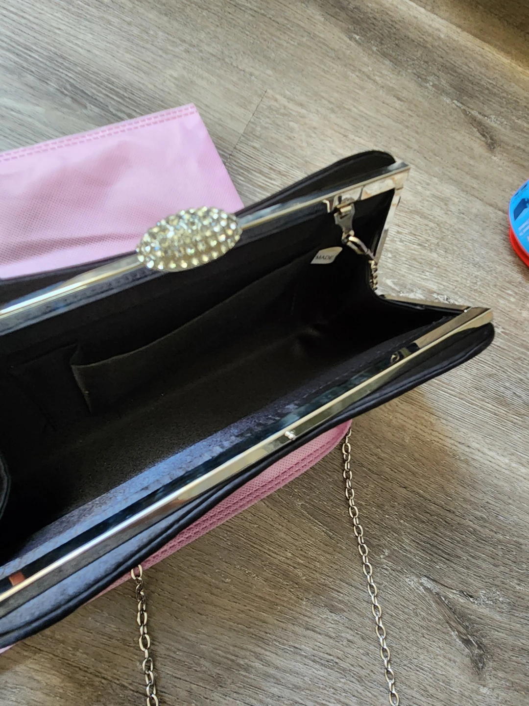 Black Pleated Clutch Evening Bag with Chain Strap ⚽ - photo 5