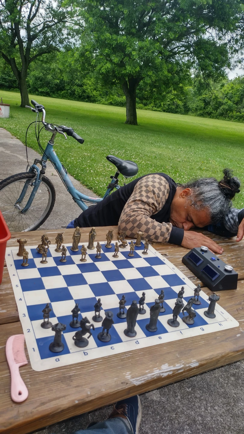 Vintage Chess Set with Metal Pieces Rubber Board
