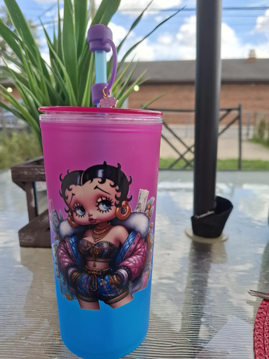 Lacoste Betty Boop Tumbler Cup with Straw