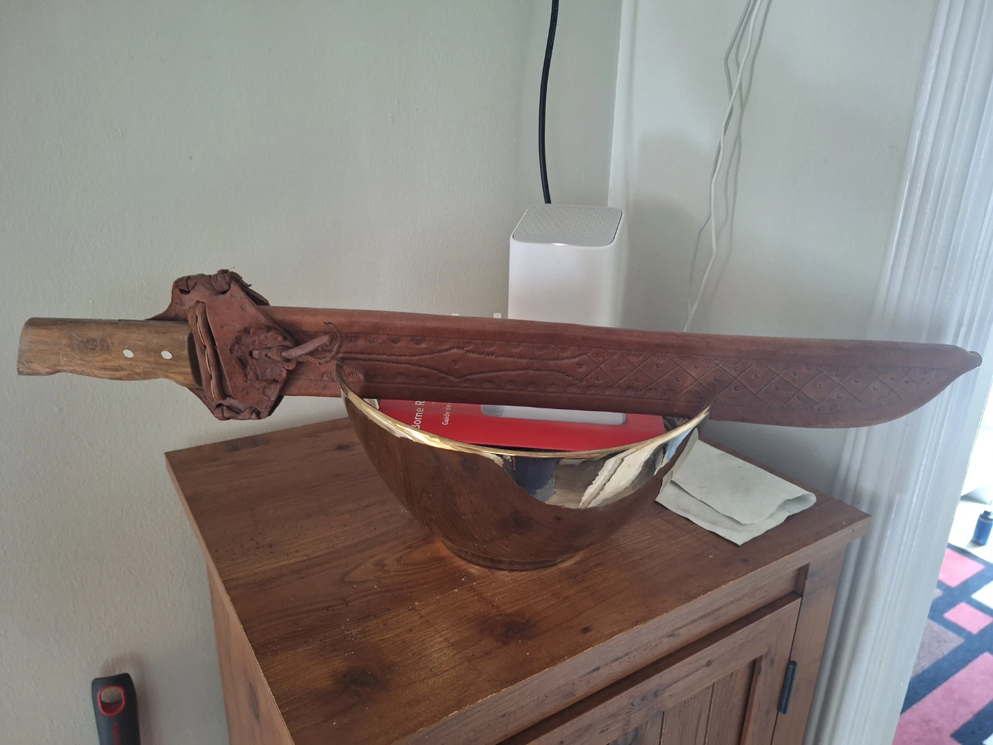 Wooden Handle Knife with Leather Sheath