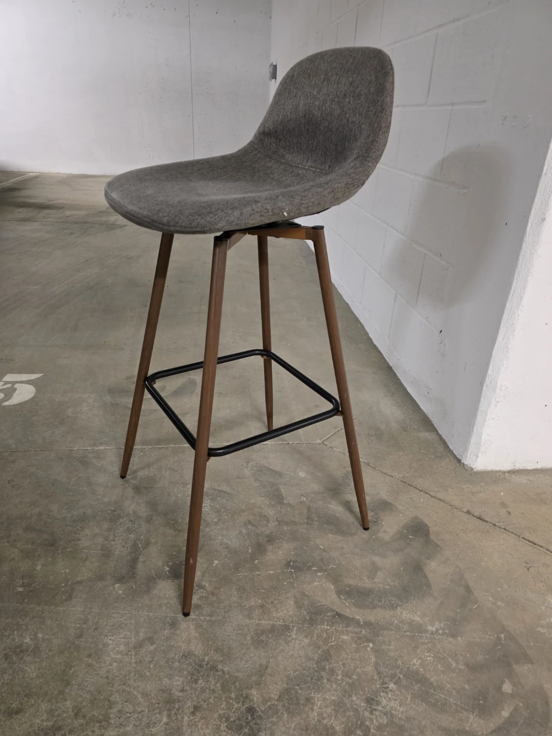 Grey Bar Stool with Wooden Legs