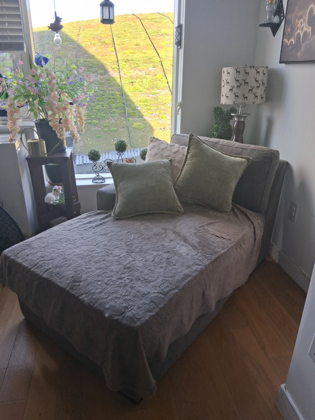 Gray Fabric Chaise Lounge