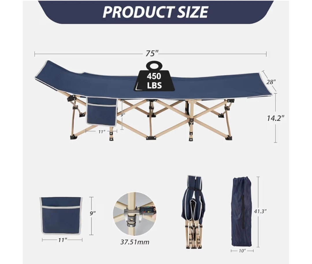 Livearty Folding Camping Cot with Mattress - photo 2