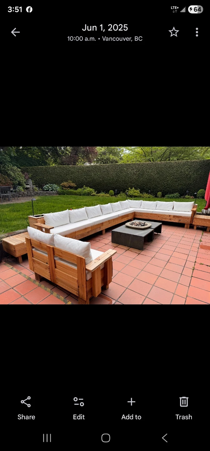 Custom Built Outdoor L-Shaped Sectional Bench with Storage