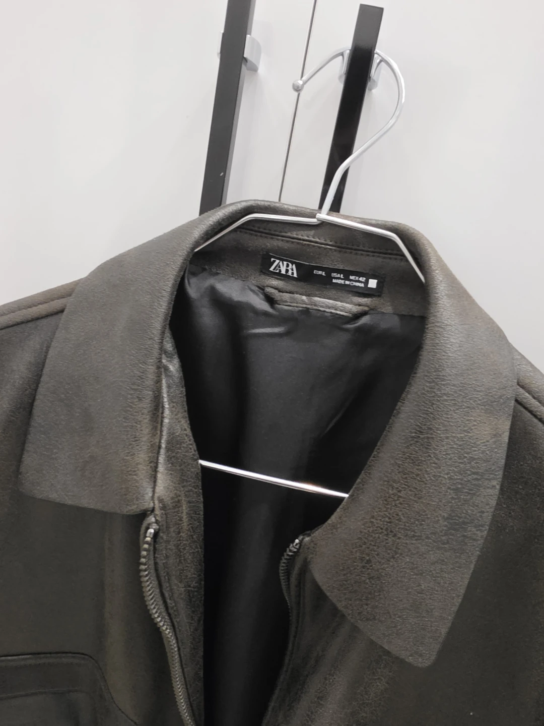 ZARA Brown Faux Leather Shirt Jacket Men - photo 3