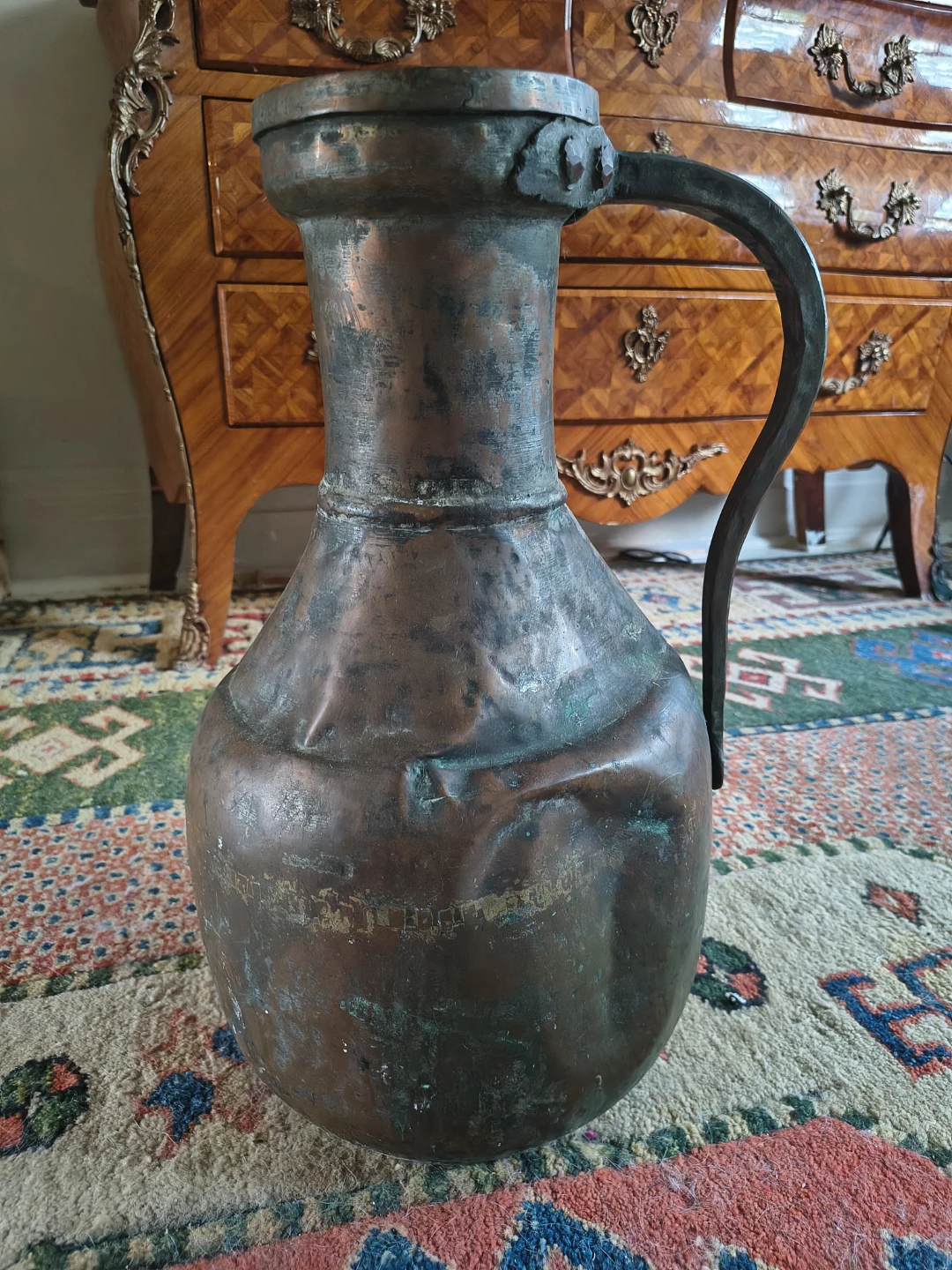 Antique Copper Pitcher with Handle