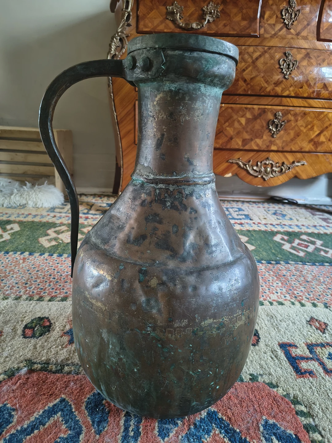 Antique Copper Pitcher with Handle - photo 5