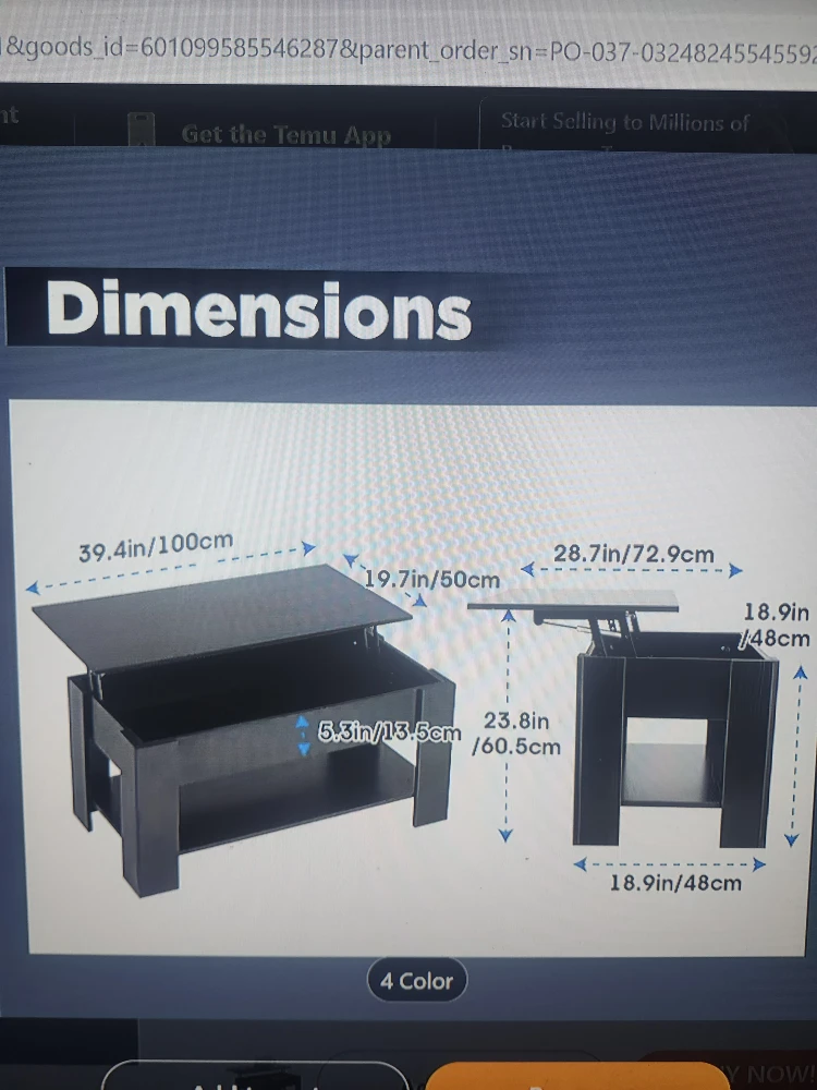 Black Lift-Top Coffee Table with Storage - photo 3