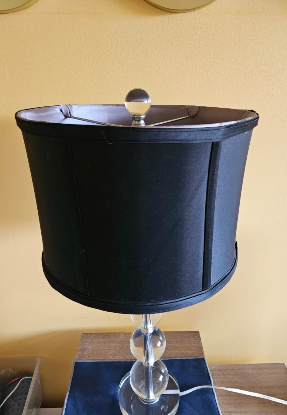 Black Drum Shade Table Lamp with Clear Bubble Base - photo 2