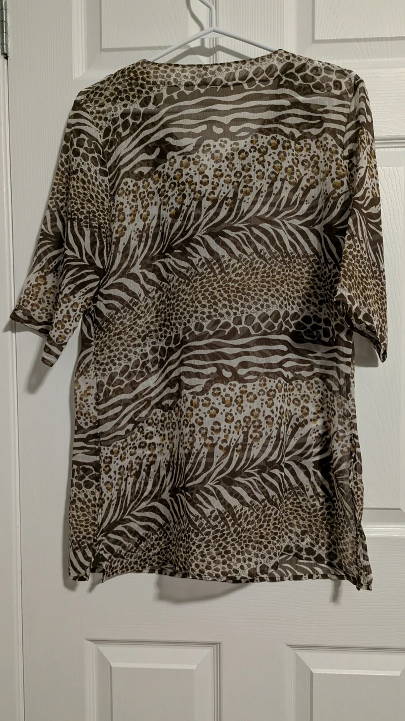 Women's Sheer Animal Print Tunic Top - photo 2