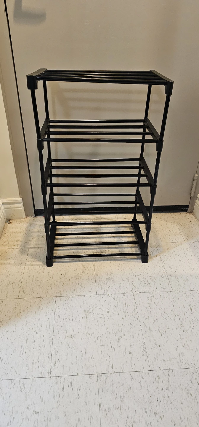 Adjustable Black 5-Tier Shoe Rack