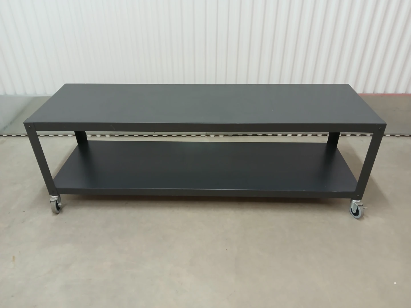 Two-Tiered Metal Table with Wheels