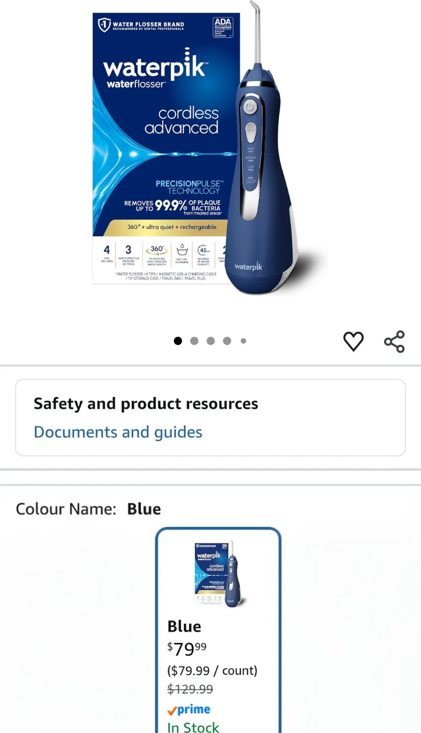 Waterpik Cordless Advanced Water Flosser - Blue
