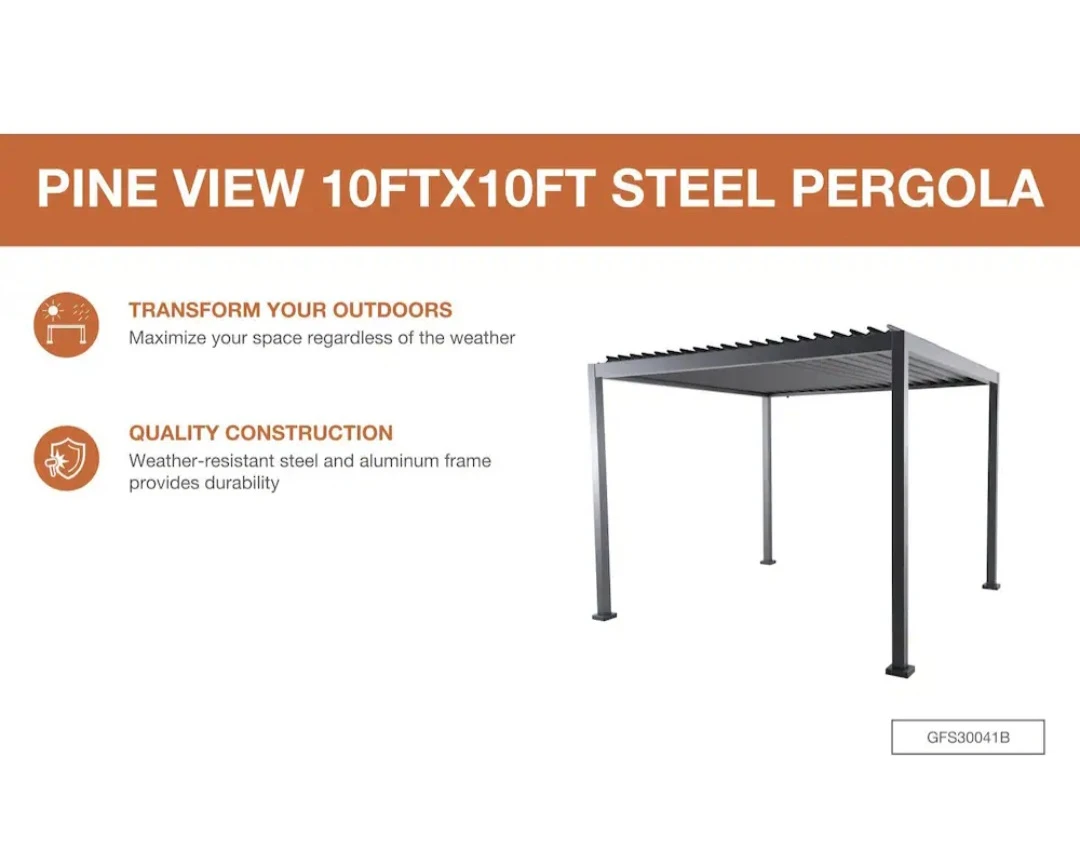 Hampton Bay Pine View 10 ft. x 10 ft. Louvered Pergola - photo 2